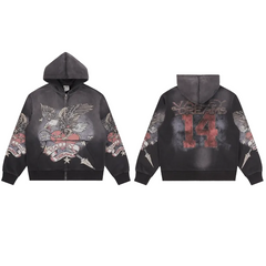 Vale Forever Black Red Butterfly Graphic Hoodie
