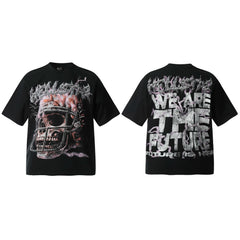 Hellstar Style Vintage Wash Graphic Oversized T-Shirt - Black