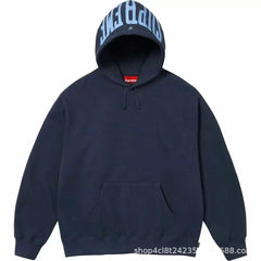 Supreme Hooded Sweatshirt with Hood Logo - Navy