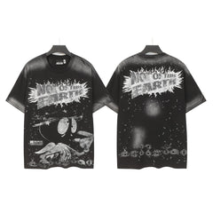 Hellstar Style Vintage Wash Graphic Oversized T-Shirt - Black
