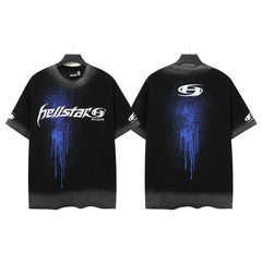 Hellstar Style Vintage Wash Graphic Oversized T-Shirt - Black