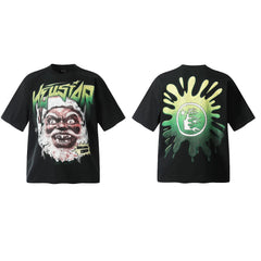 Hellstar Style Vintage Wash Graphic Oversized T-Shirt - Black