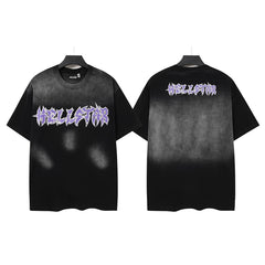 Hellstar Style Vintage Wash Graphic Oversized T-Shirt - Black
