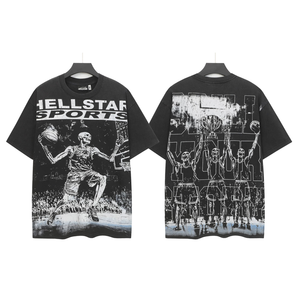 Hellstar Style Vintage Wash Graphic Oversized T-Shirt - Black