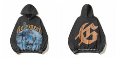 Vintage "Godspeed" Statue of Liberty Graphic Oversized Hoodie