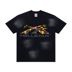 Hellstar Vintage Wash Camo Arrow Graphic Oversized T-Shirt - Black