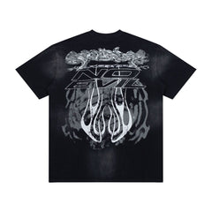 Hellstar Vintage Wash Skull Graphic Oversized T-Shirt - Dark Acid Black