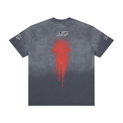 Hellstar Red Drip Gradient Vintage Wash Oversized T-Shirt