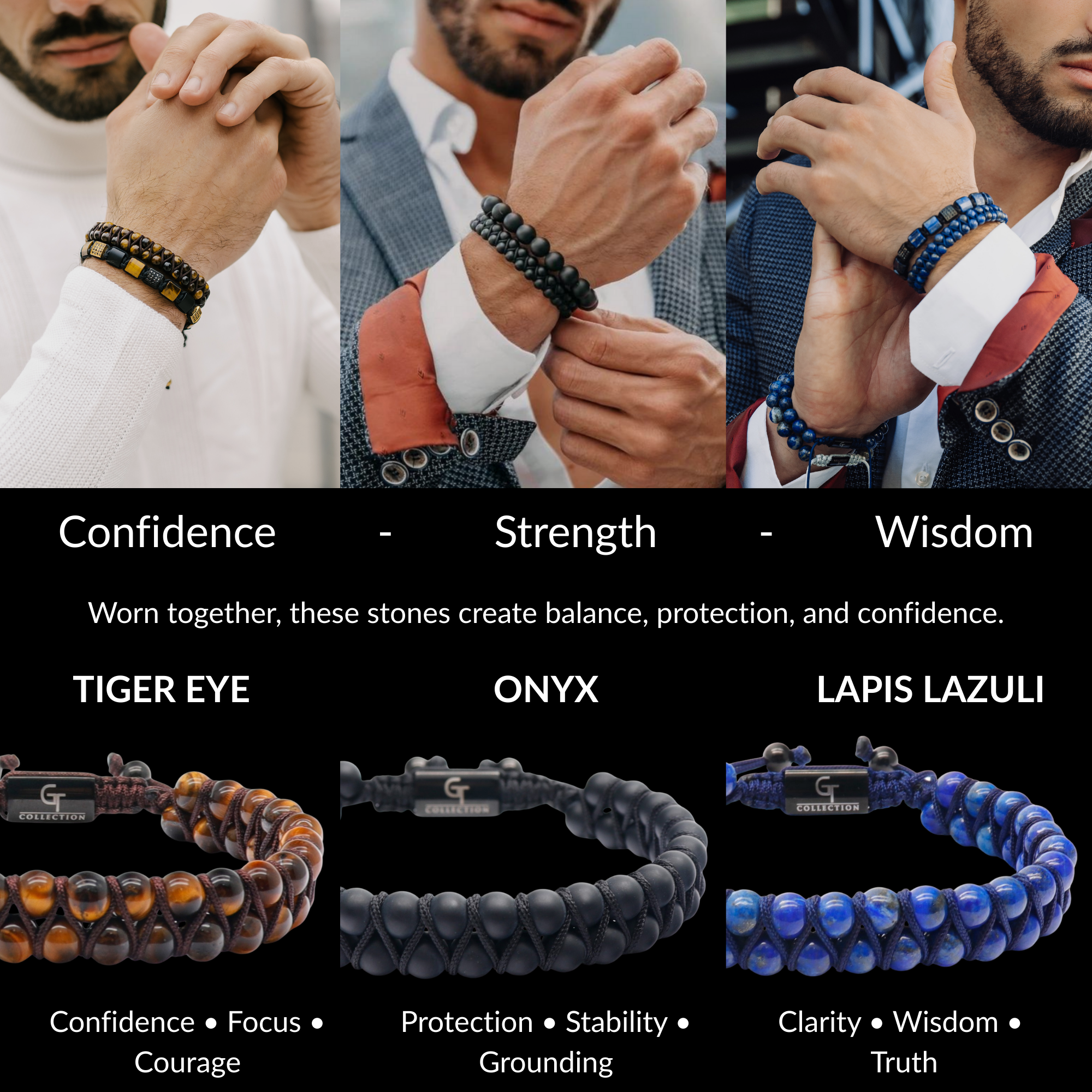 Double Bead Bracelet Set for Men – Confidence, Strength & Focus