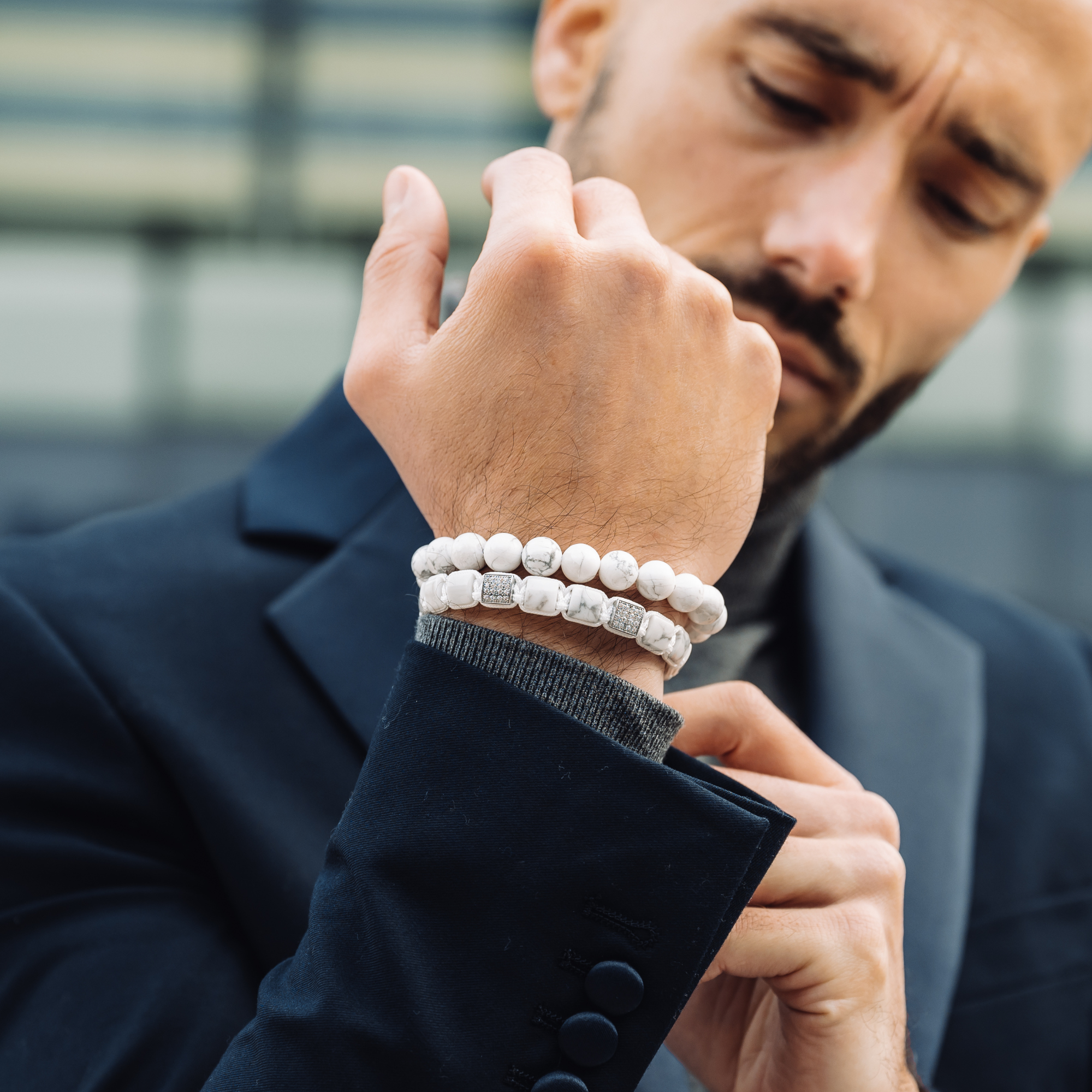 Men's HOWLITE Beaded Bracelet