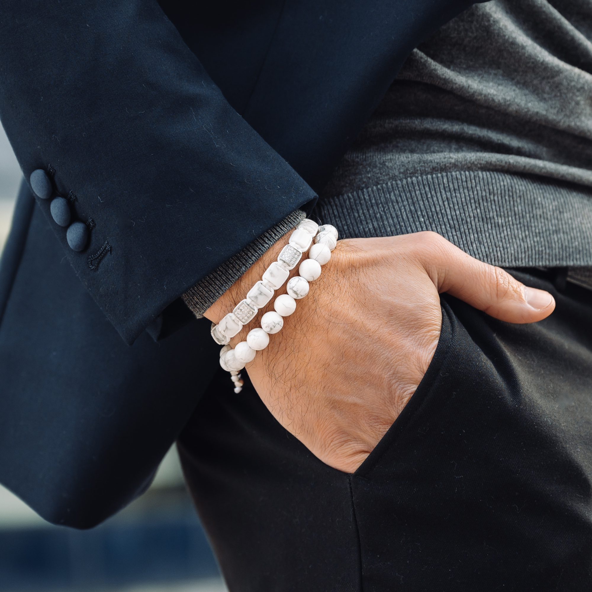 Men's HOWLITE Flat bead Bracelet