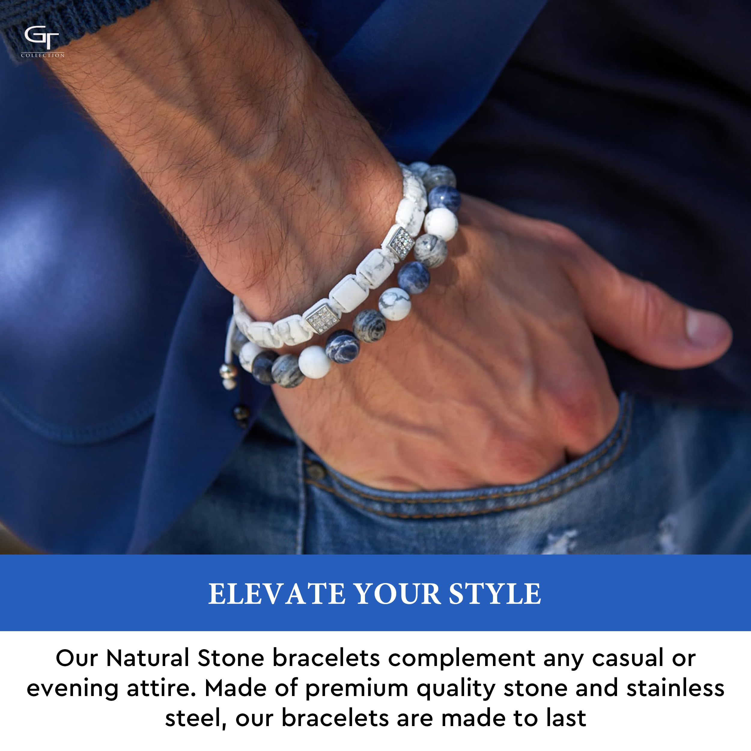 Men's Sodalite, Howlite, Jasper Beaded Bracelet