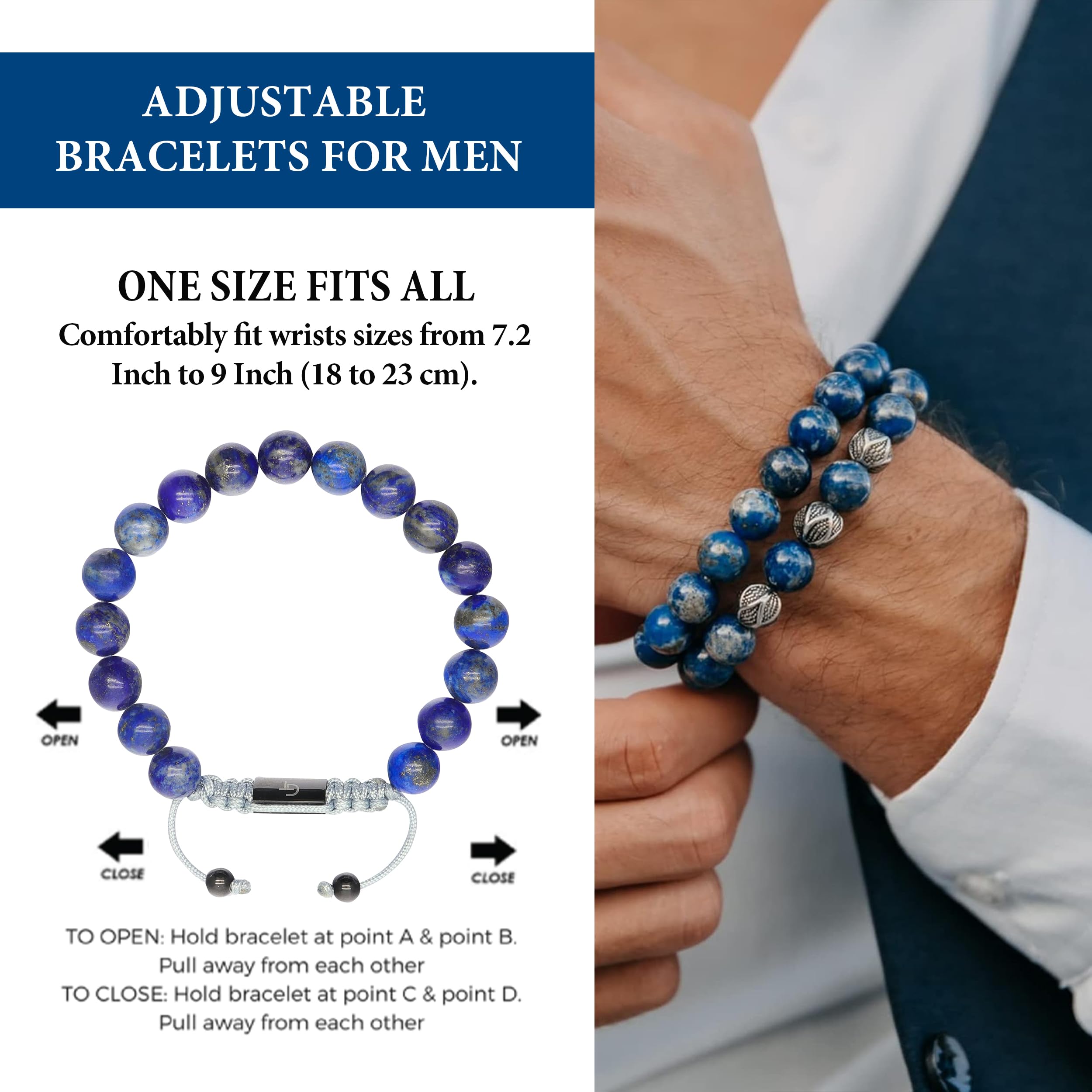 Men's LAPIS LAZULI Beaded Bracelet