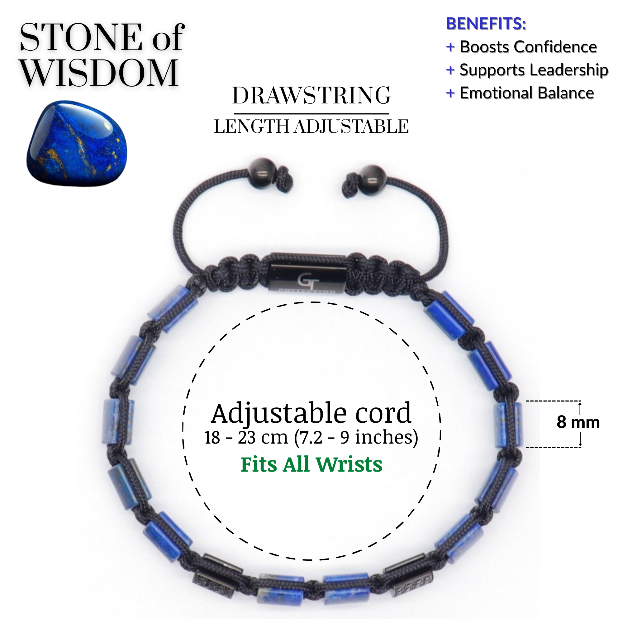 Men's LAPIS LAZULI Flat bead Bracelet