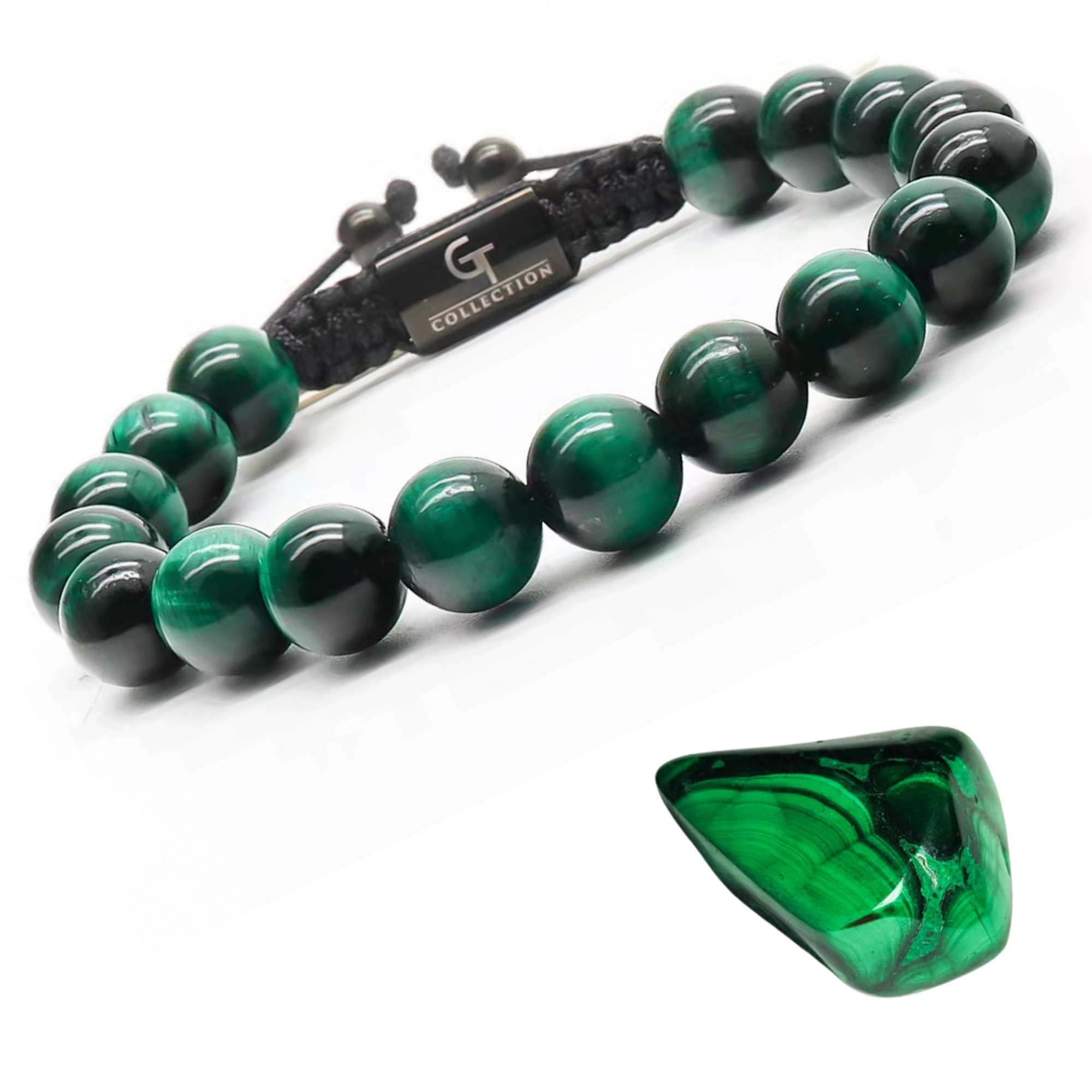 Men's GREEN TIGER EYE Beaded Bracelet