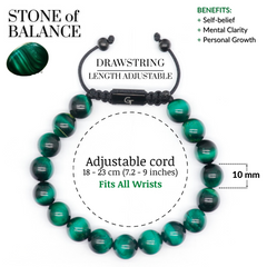 Men's GREEN TIGER EYE Beaded Bracelet