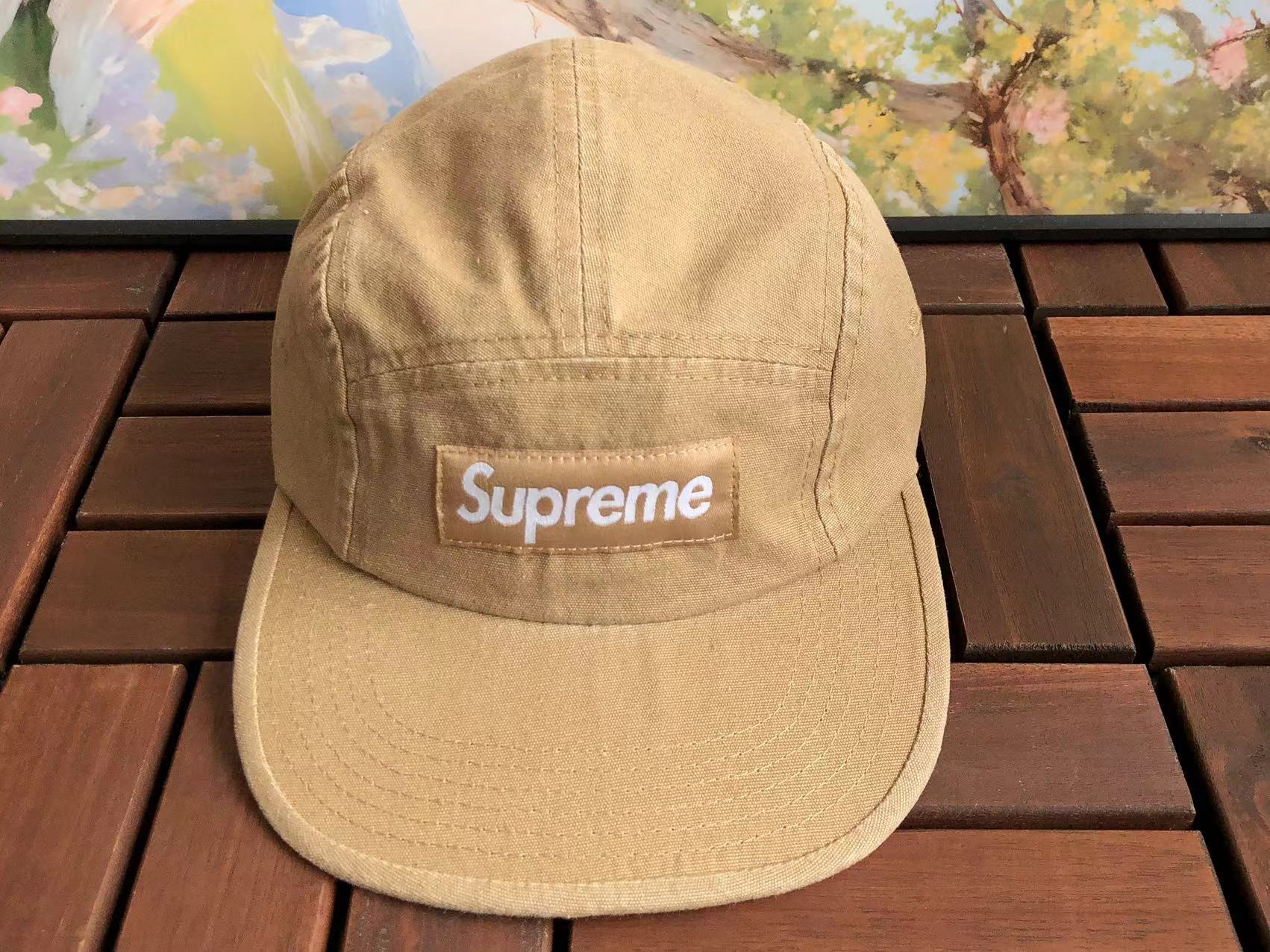 Supreme Khaki Canvas Box Logo 5-Panel Camp Cap