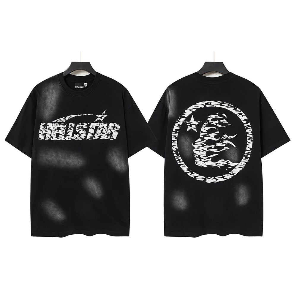 Hellstar Style Vintage Wash Graphic Oversized T-Shirt - Black