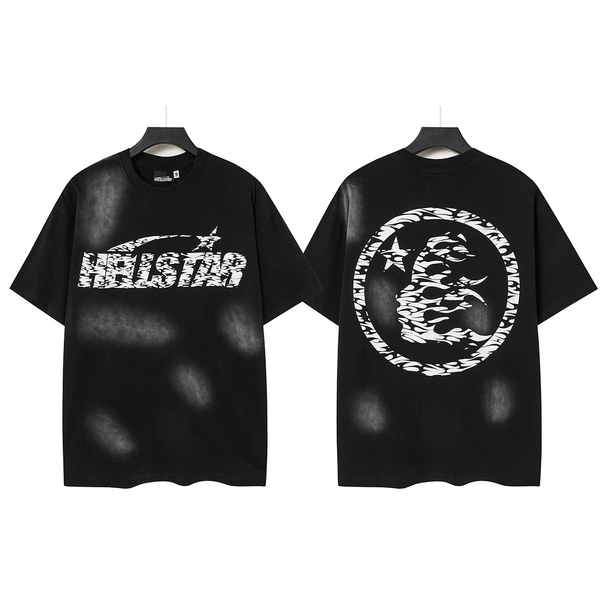 Hellstar Style Vintage Wash Graphic Oversized T-Shirt - Black