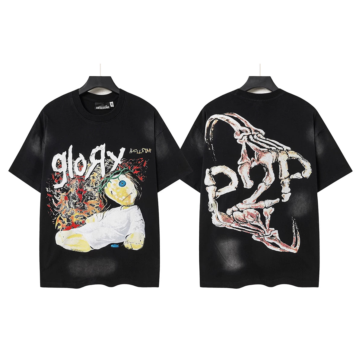 Hellstar Style Vintage Wash Graphic Oversized T-Shirt - Black