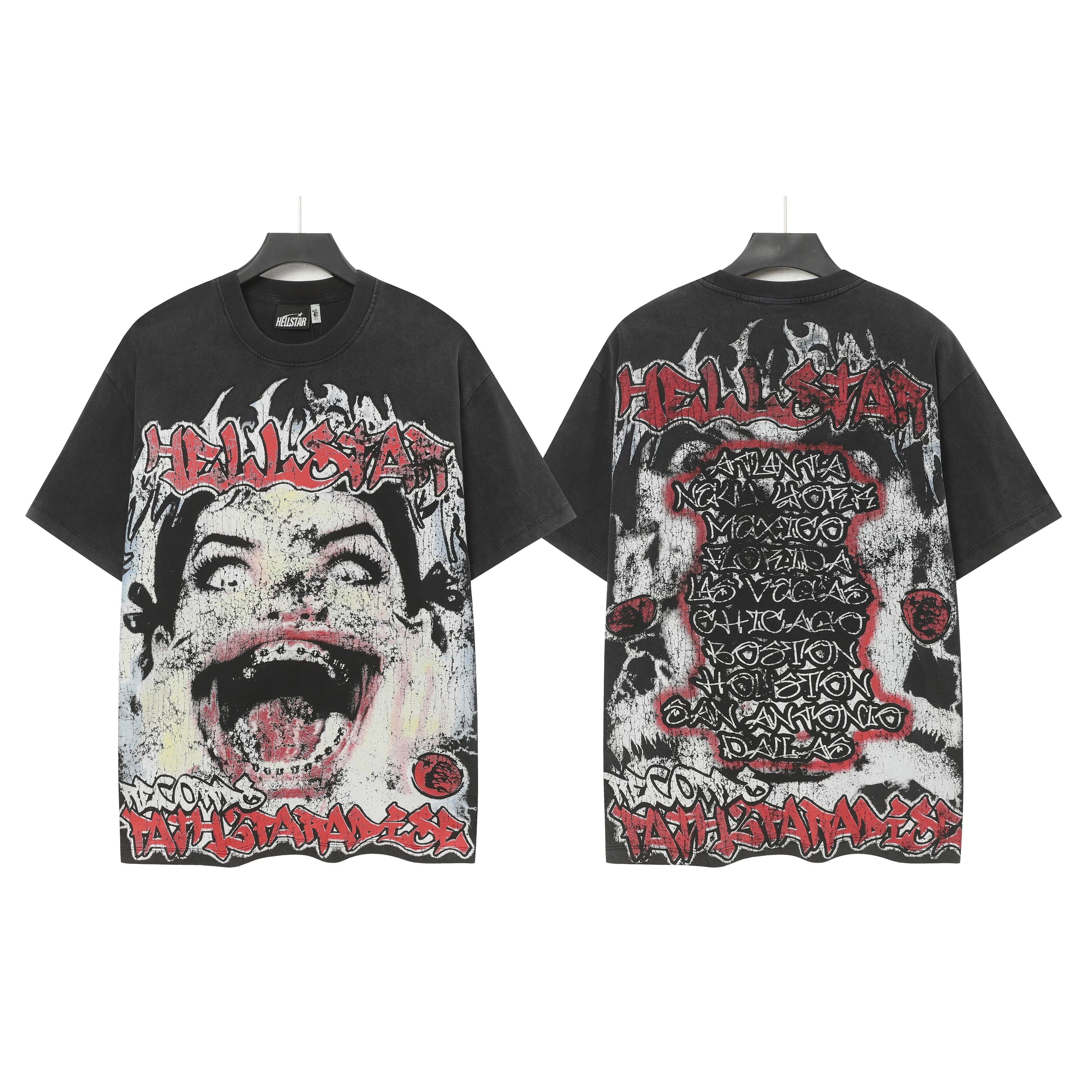 Hellstar Style Vintage Wash Graphic Oversized T-Shirt - Mixed Collection