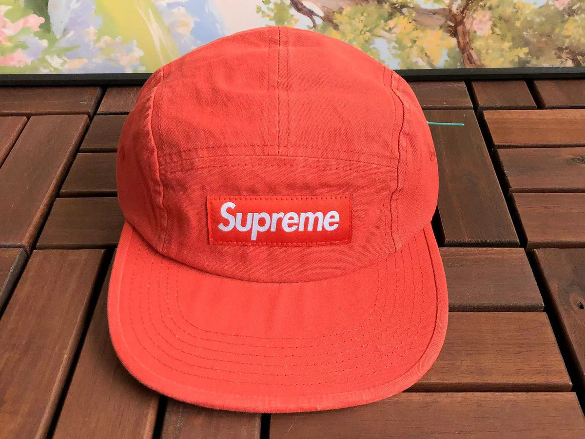 Supreme Red Canvas Box Logo 5-Panel Camp Cap