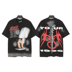 Hellstar Style Vintage Wash Graphic Oversized T-Shirt - Black