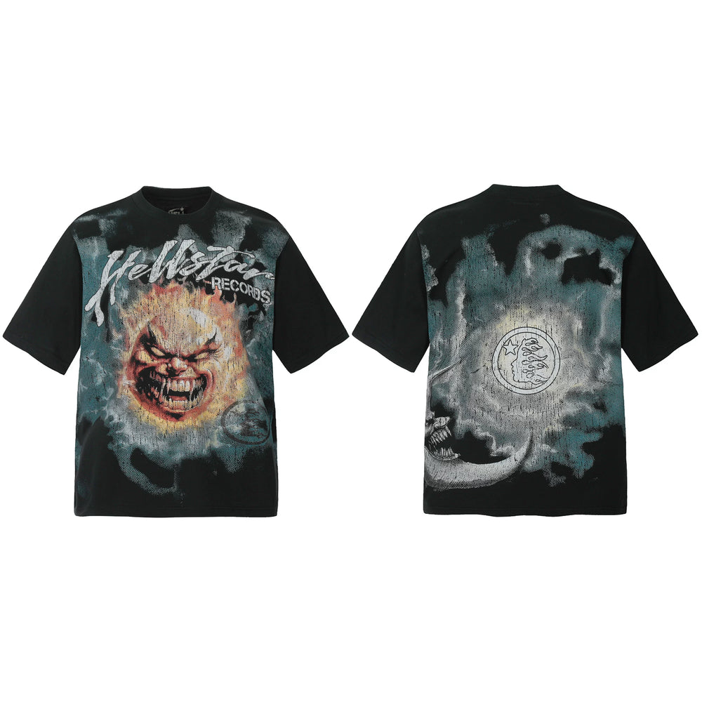 Hellstar Style Vintage Wash Graphic Oversized T-Shirt - Black