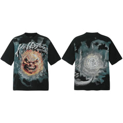 Hellstar Style Vintage Wash Graphic Oversized T-Shirt - Black