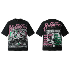 Hellstar Style Vintage Wash Graphic Oversized T-Shirt - Black