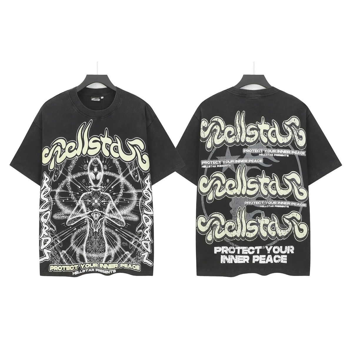 Hellstar Style Vintage Wash Graphic Oversized T-Shirt - Black Collection