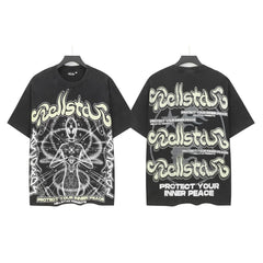 Hellstar Style Vintage Wash Graphic Oversized T-Shirt - Black Collection