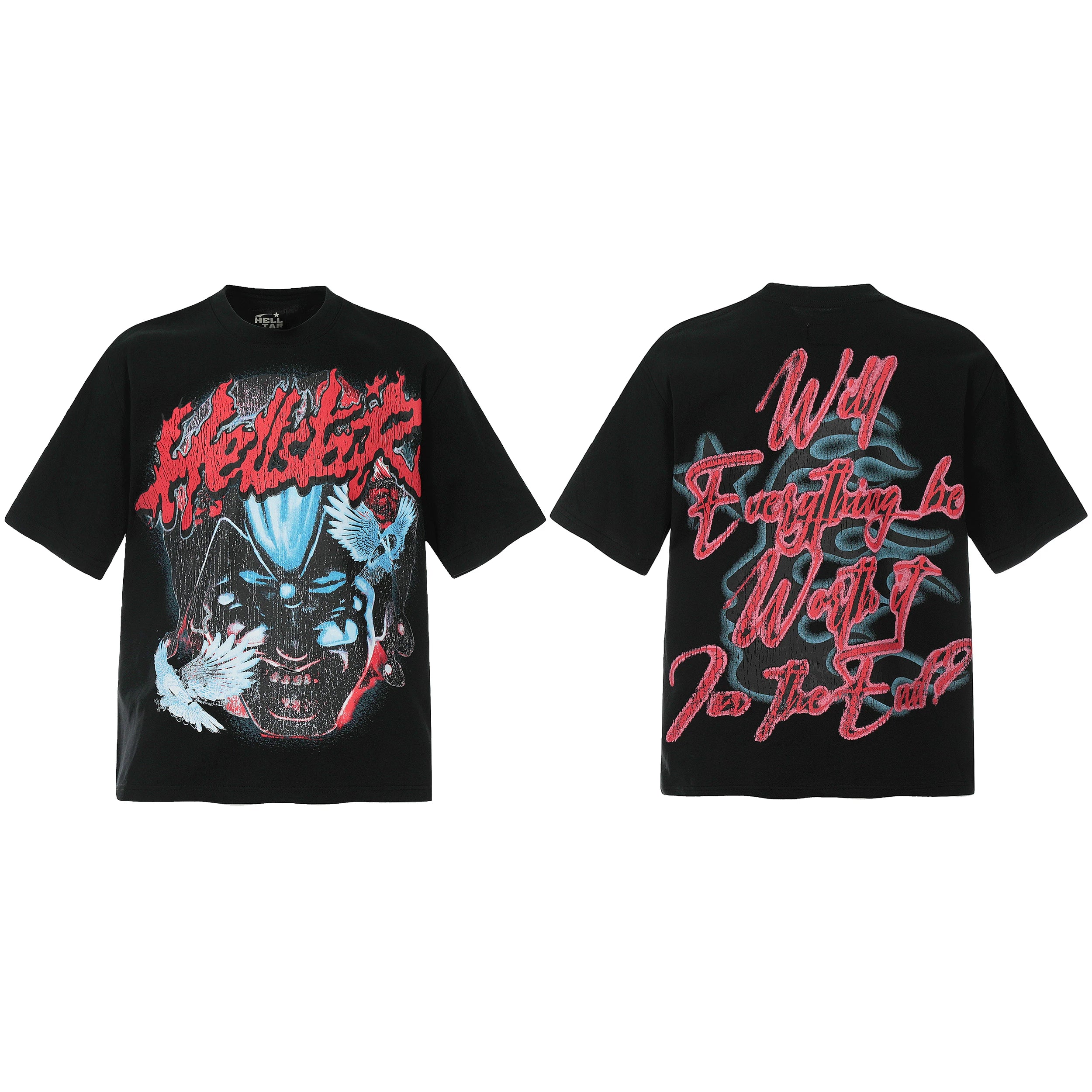 Hellstar Style Vintage Wash Graphic Oversized T-Shirt - Black