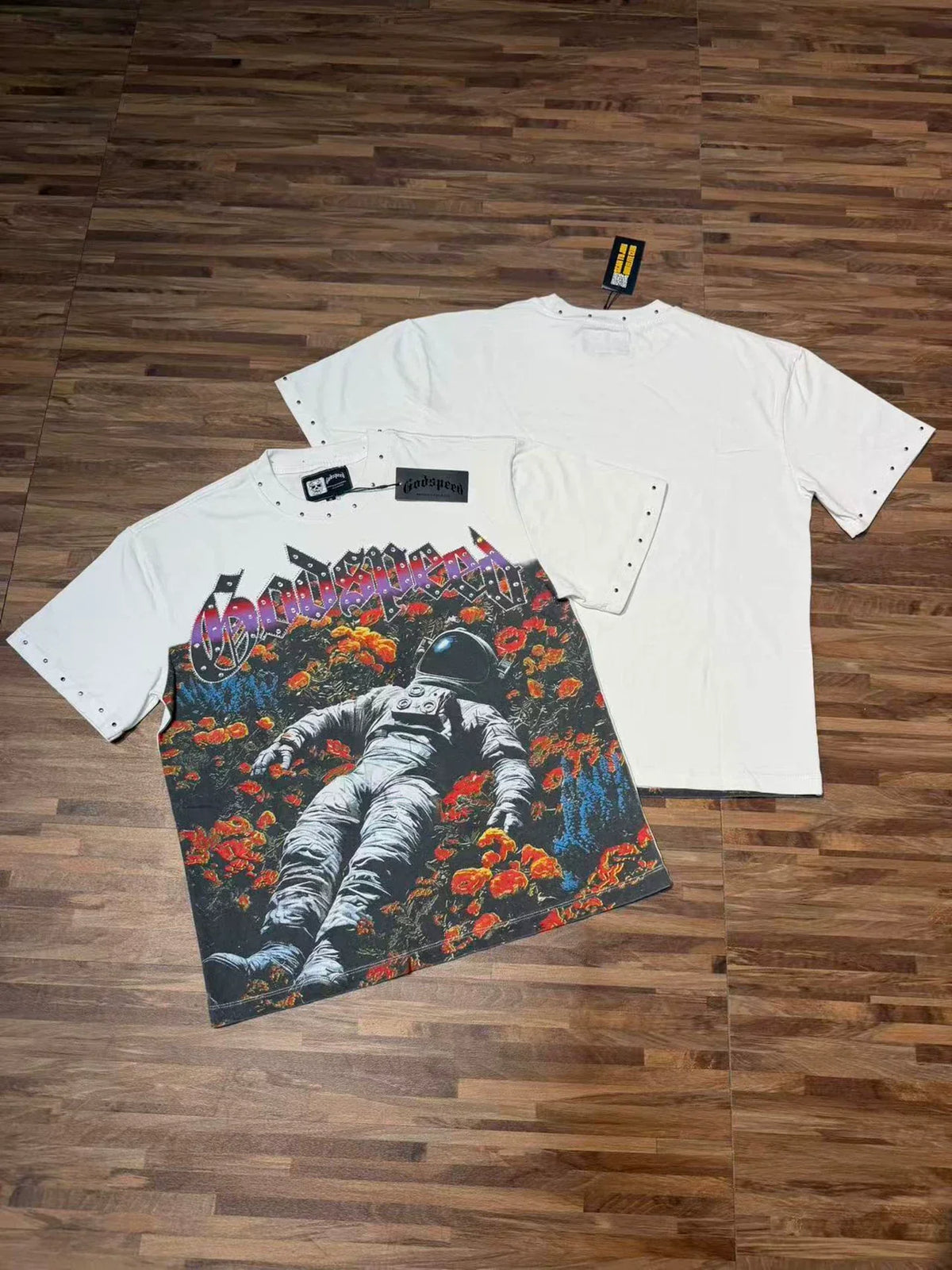 Godspeed Vintage Space Astronaut Graphic T-Shirt – White