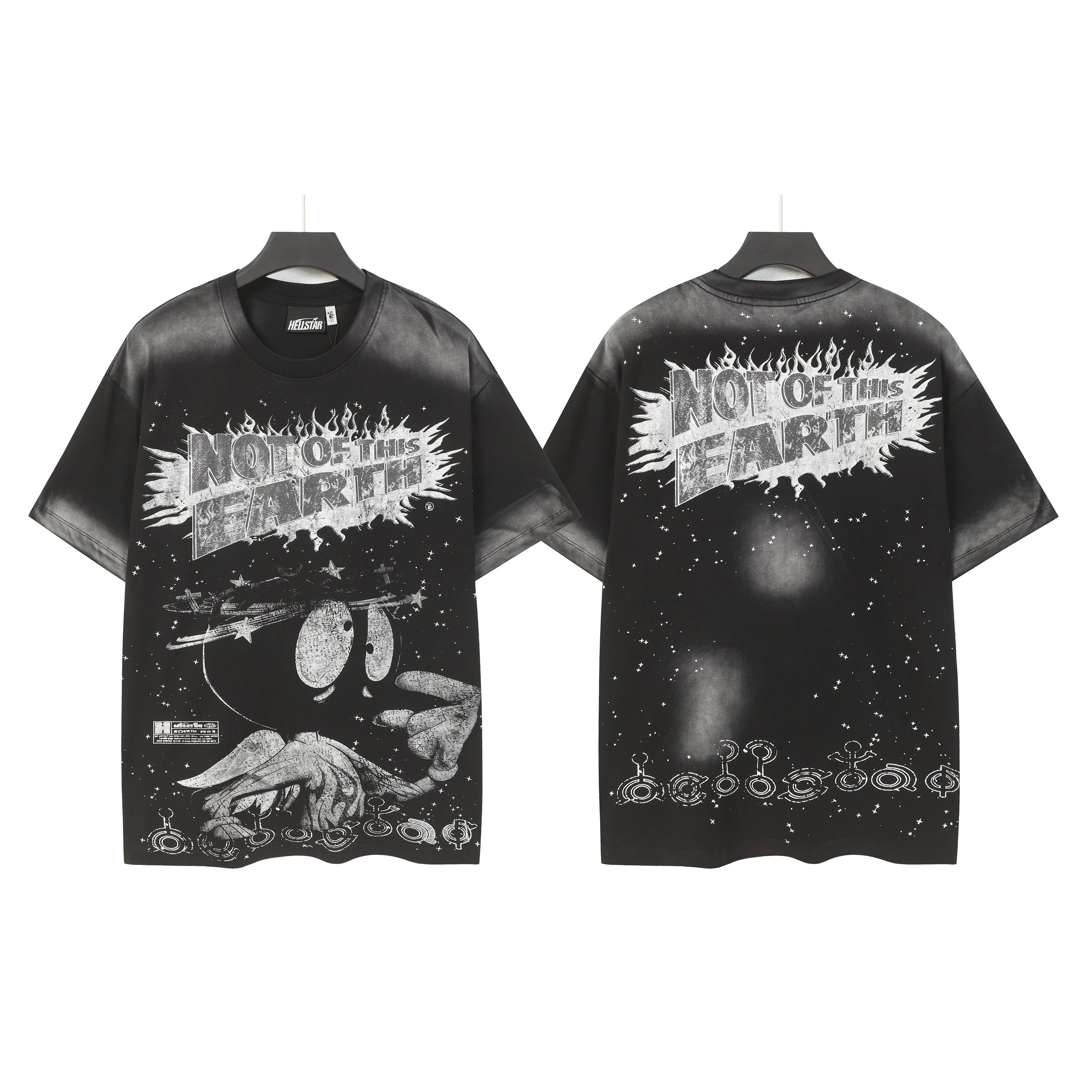 Hellstar Style Vintage Wash Graphic Oversized T-Shirt - Black