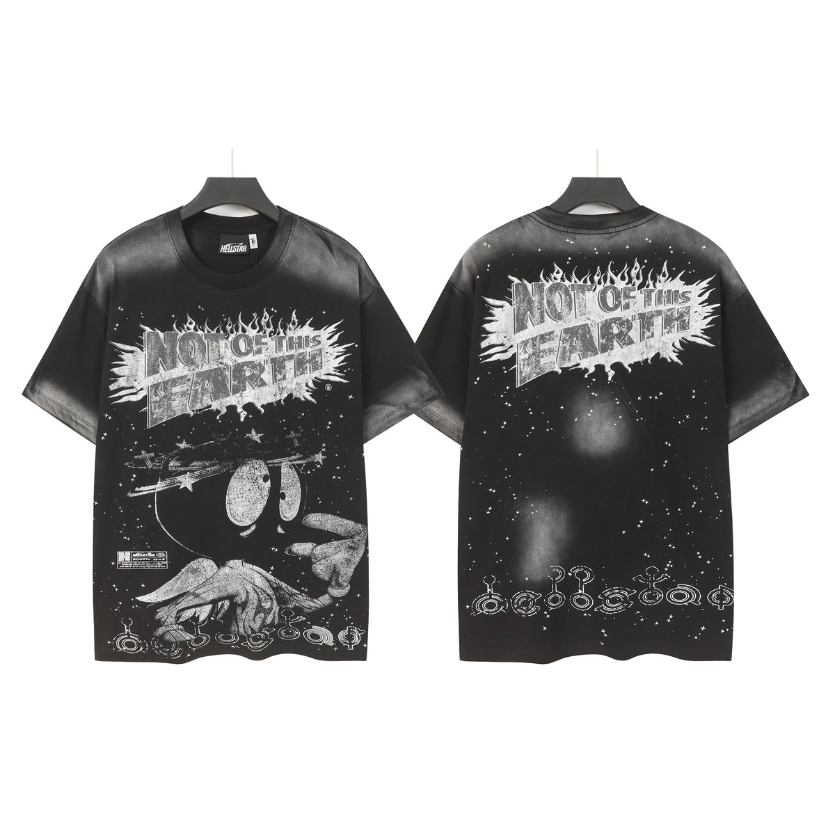 Hellstar Style Vintage Wash Graphic Oversized T-Shirt - Black