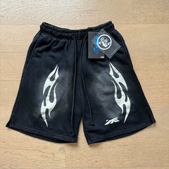 Foreign Trade American Trend Hell Star Retro Printed Ins Same Style Summer High Street Casual Trendy Washed Sports Shorts (6)