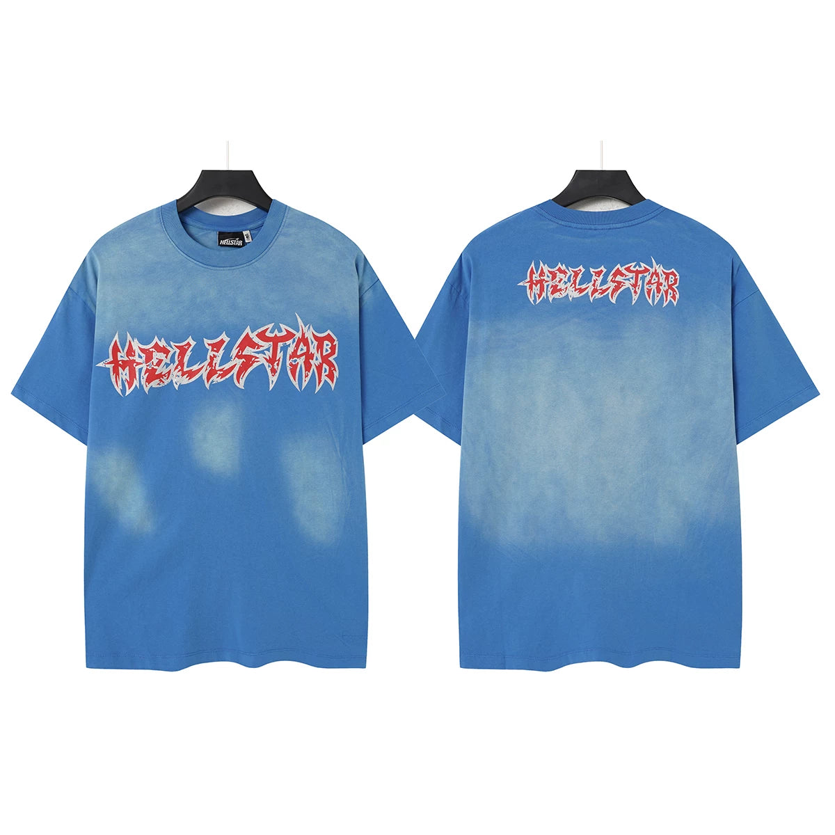 Hellstar Style Vintage Wash Graphic Oversized T-Shirt - Blue