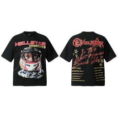 Hellstar Style Vintage Wash Graphic Oversized T-Shirt - Black
