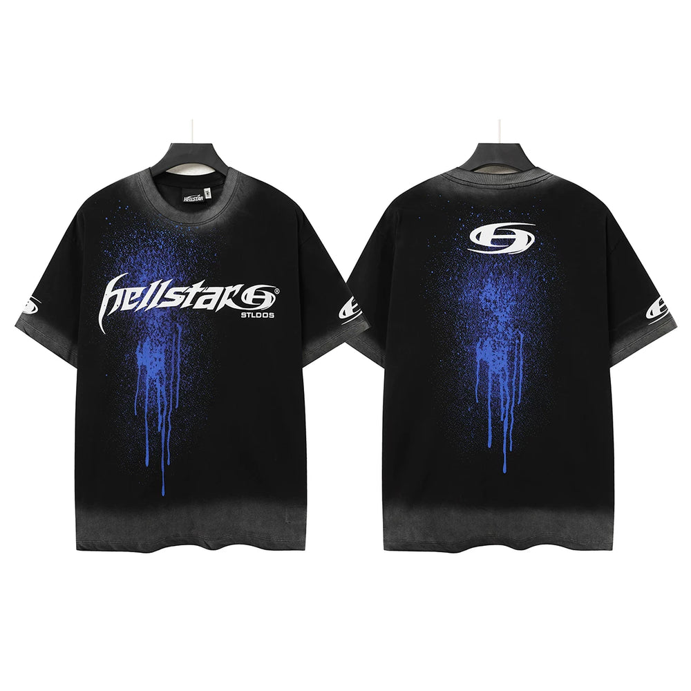Hellstar Style Vintage Wash Graphic Oversized T-Shirt - Black