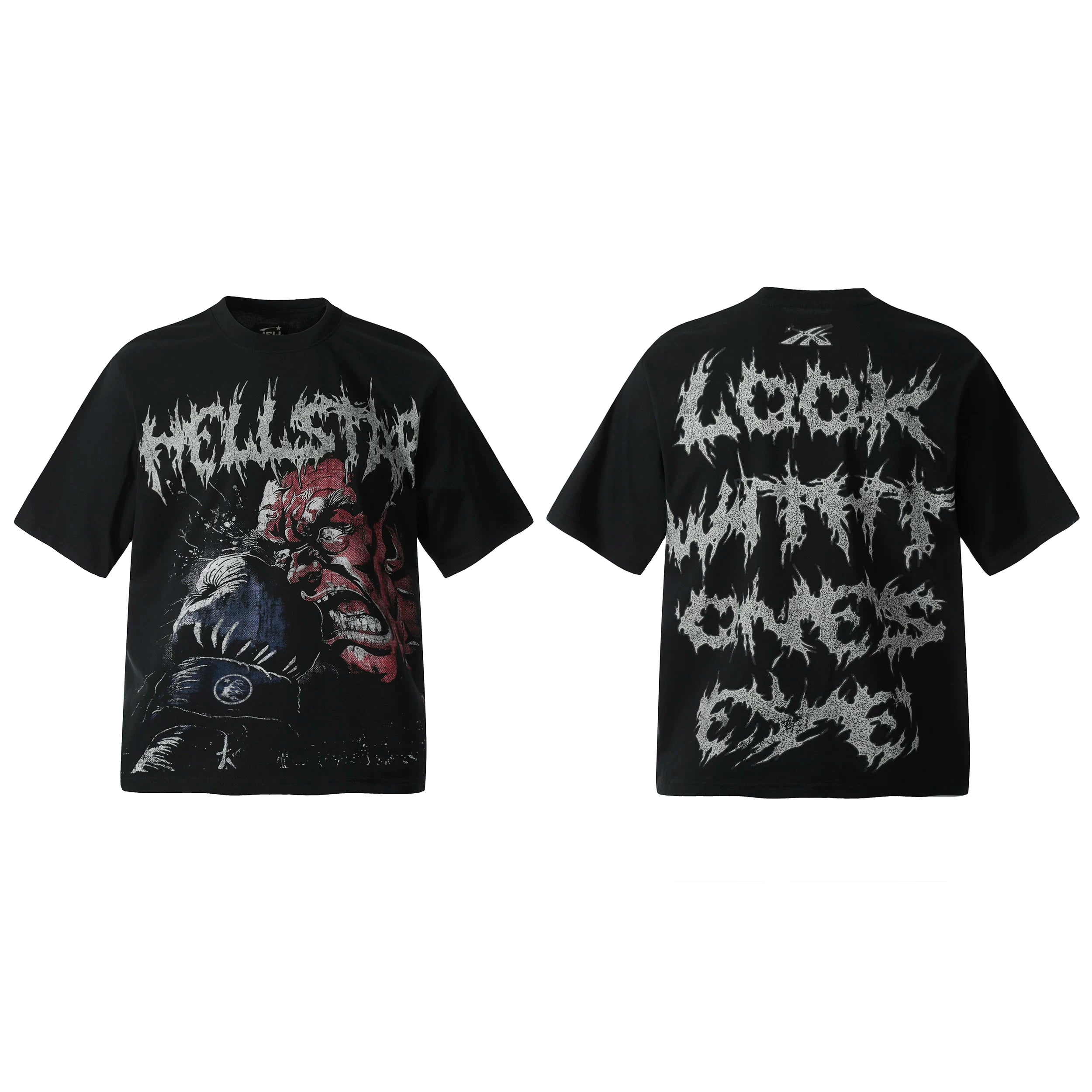 Hellstar Style Vintage Wash Graphic Oversized T-Shirt - Black