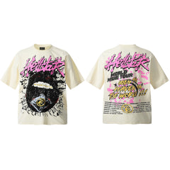 Hellstar Style Vintage Wash Graphic Oversized T-Shirt - Off White