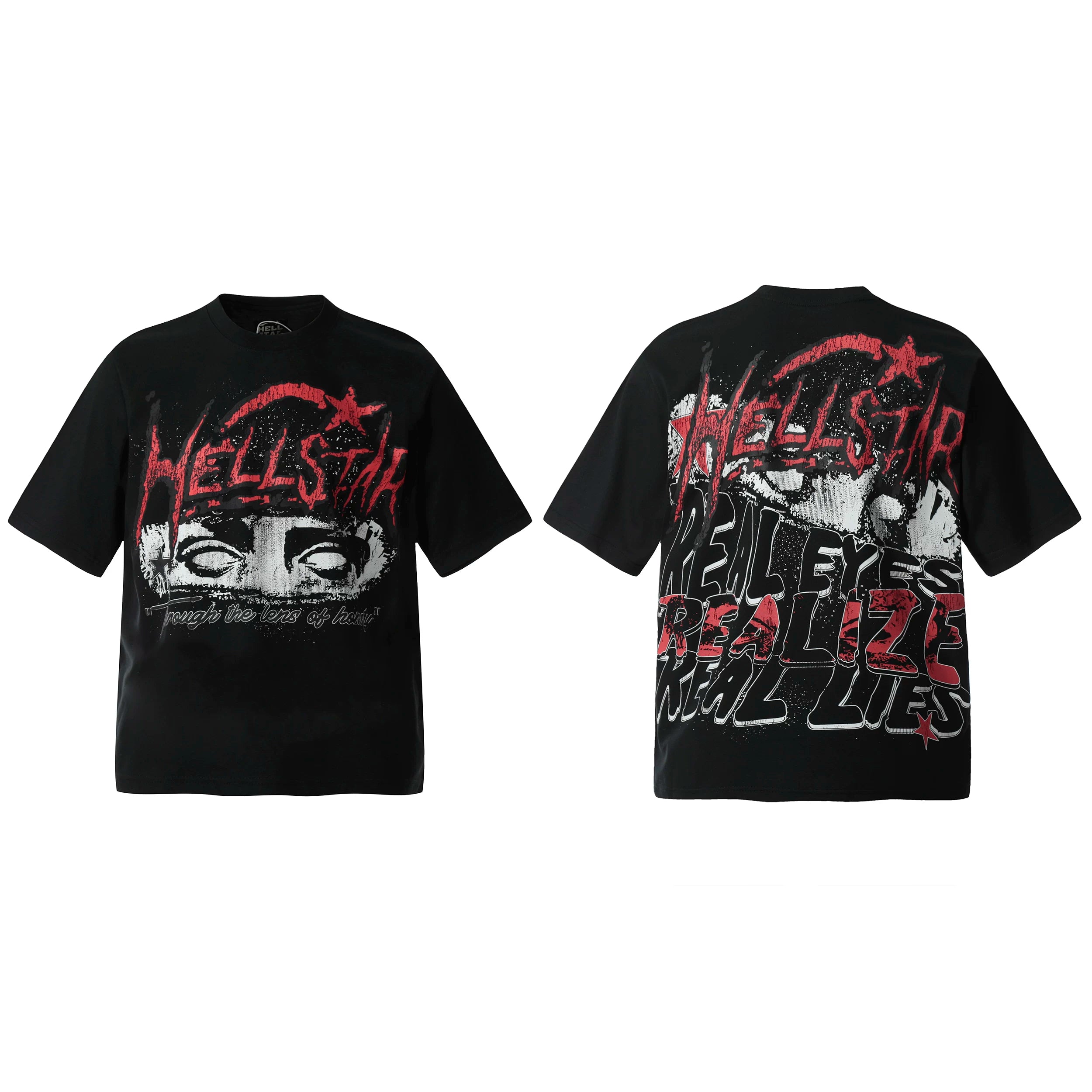 Hellstar Style Vintage Wash Graphic Oversized T-Shirt - Black