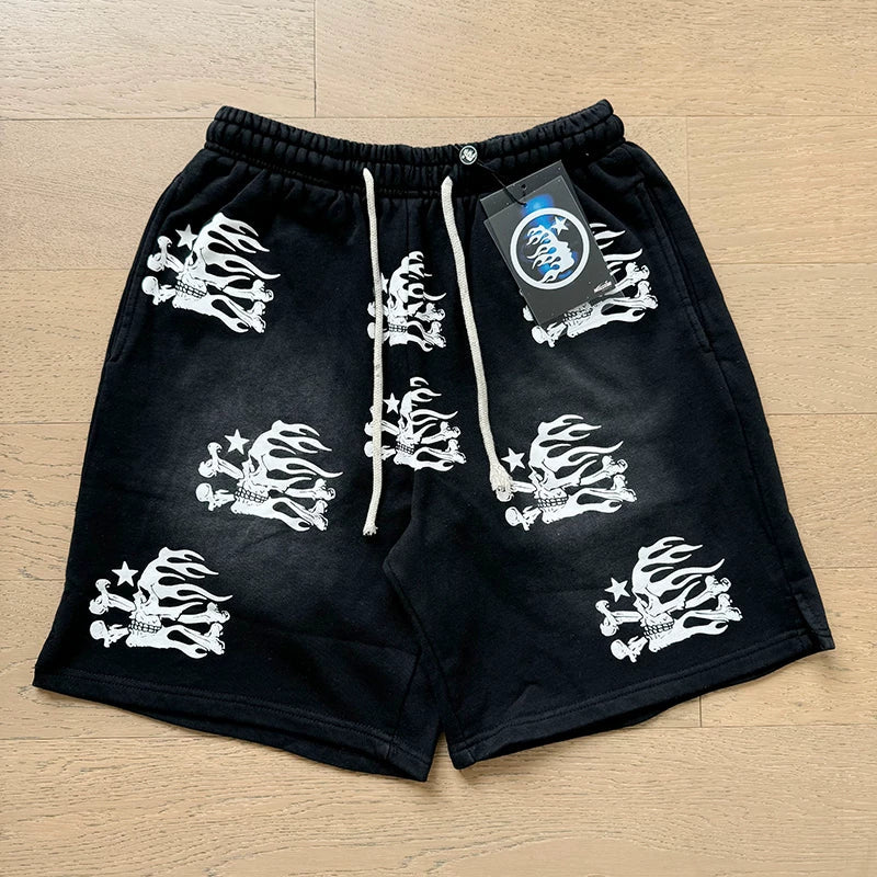 Foreign Trade American Trend Hell Star Retro Printed Ins Same Style Summer High Street Casual Trendy Washed Sports Shorts (13)