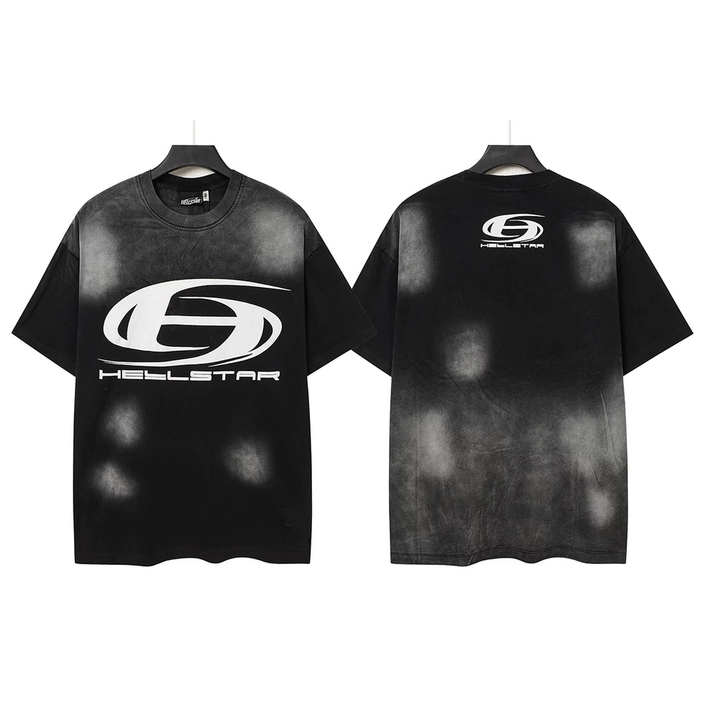 Hellstar Style Vintage Wash Graphic Oversized T-Shirt - Black