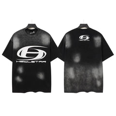 Hellstar Style Vintage Wash Graphic Oversized T-Shirt - Black