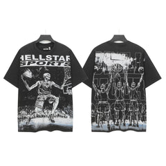 Hellstar Style Vintage Wash Graphic Oversized T-Shirt - Black