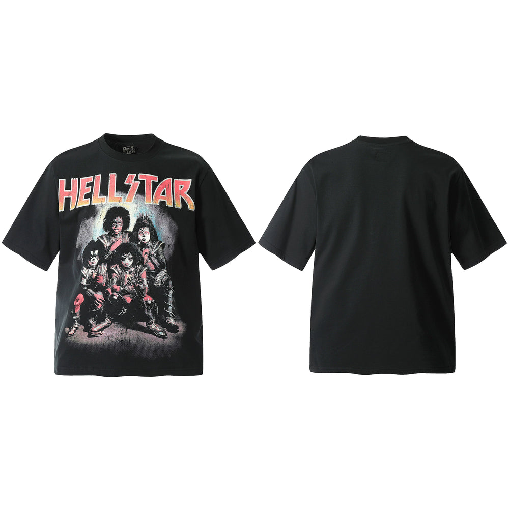Hellstar Style Vintage Wash Graphic Oversized T-Shirt - Black