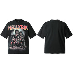 Hellstar Style Vintage Wash Graphic Oversized T-Shirt - Black