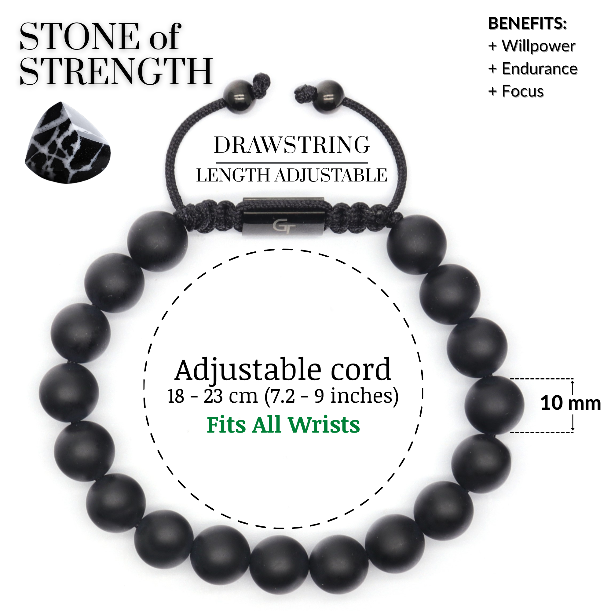 Men's BLACK ONYX Beaded Bracelet